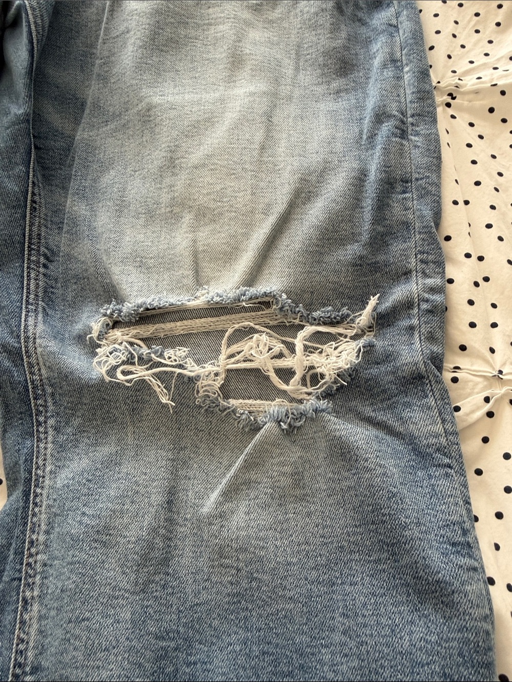 American Eagle Outfitters Light Blue Distressed Curvy Straight Jeans - Picture 2 of 10